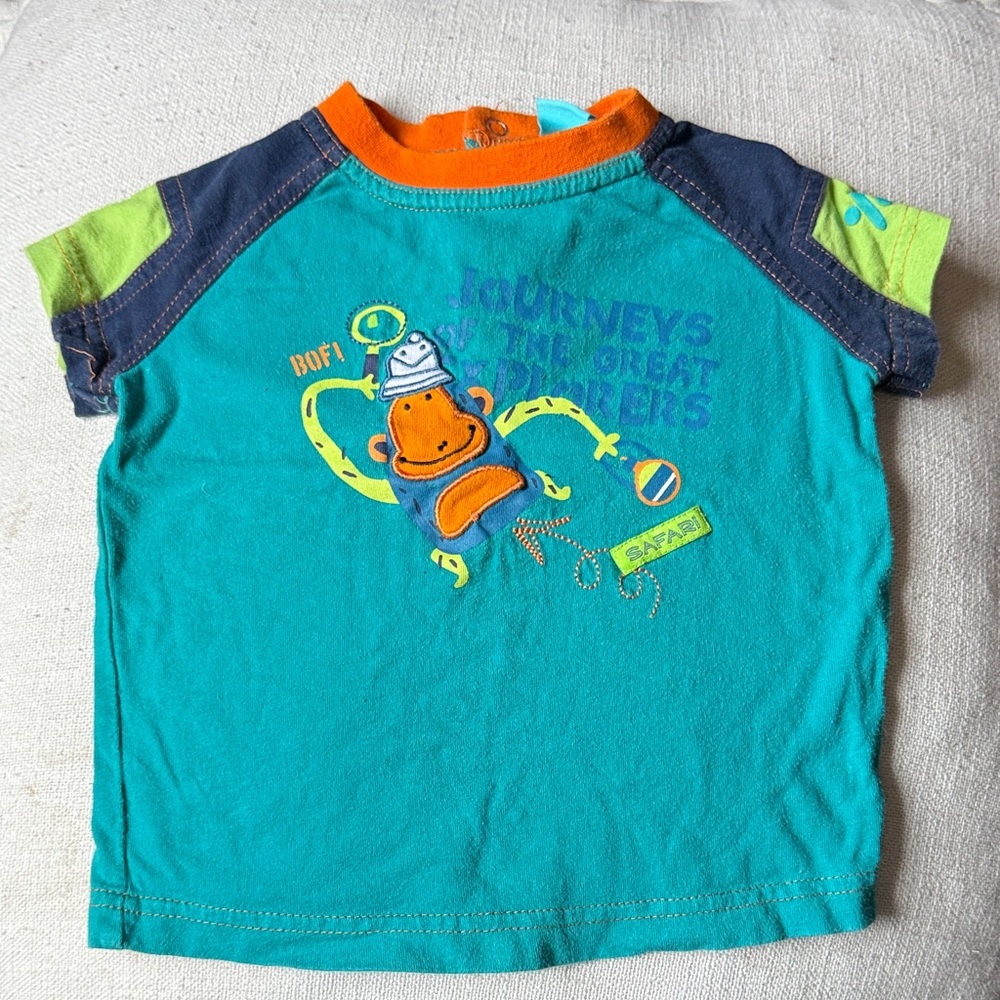 Vibrant Blue Monkey Adventure Kids Tee
